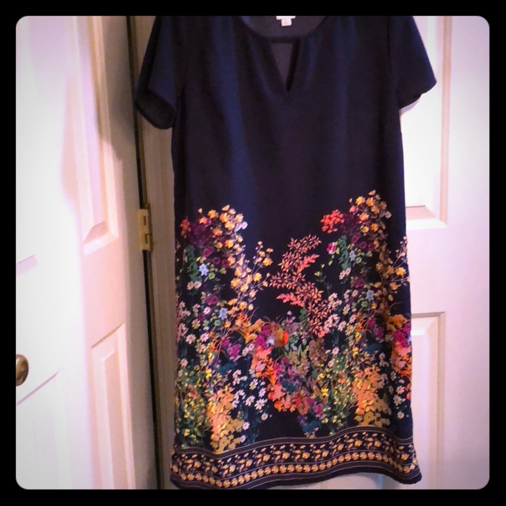 Merona Navy flowered shift dress